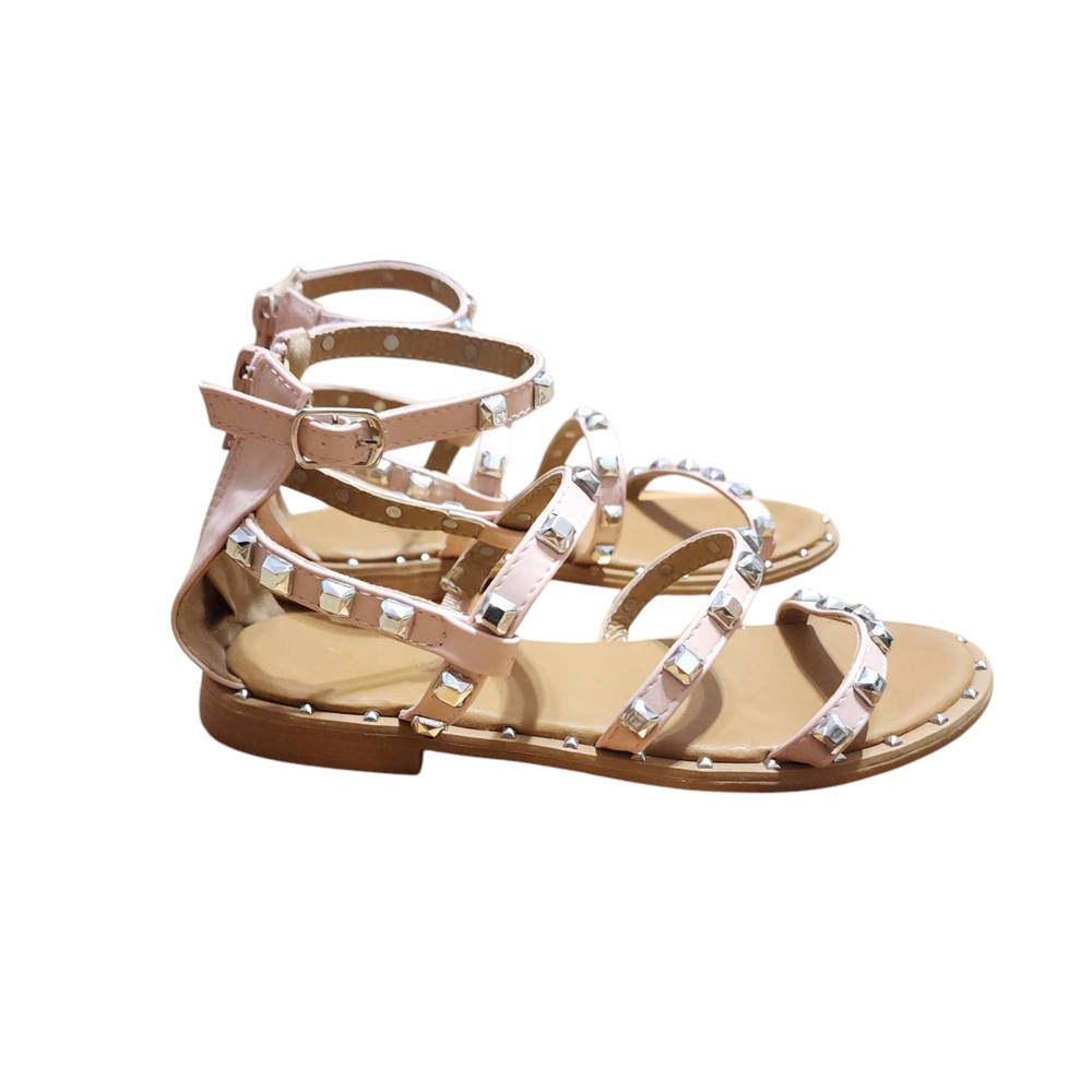 Tahari Cali Gladiator Shimmer Pink Studded Girls Sandals Size 2